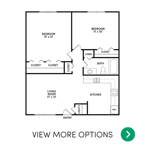 2 bedroom apartment floor plans in East Lansing, MI near Michigan State University | North Pointe